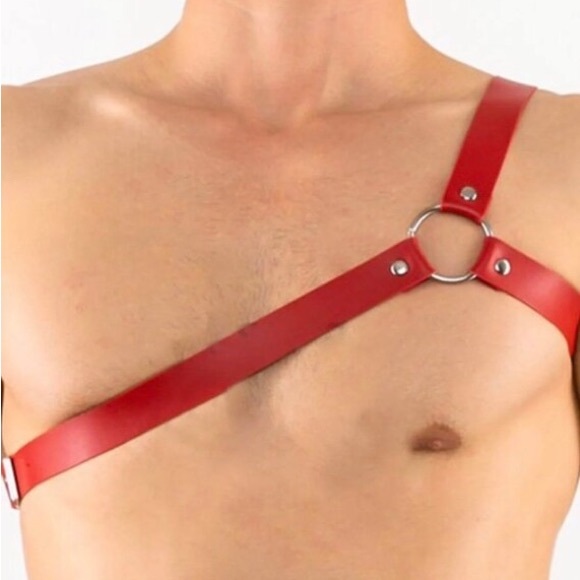 Y-Harness Fetish Mens Leather Harness, Adjustable Body Chest Harness - Picture 5 of 7